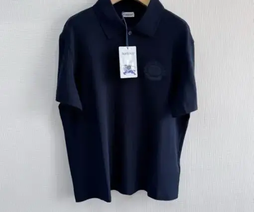 BURBERRY Blue EKD Pique Polo T-shirt Black
