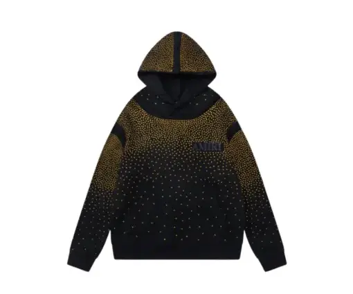 Amiri Crystal Embellished Hooded Cotton Sweatshirt Black