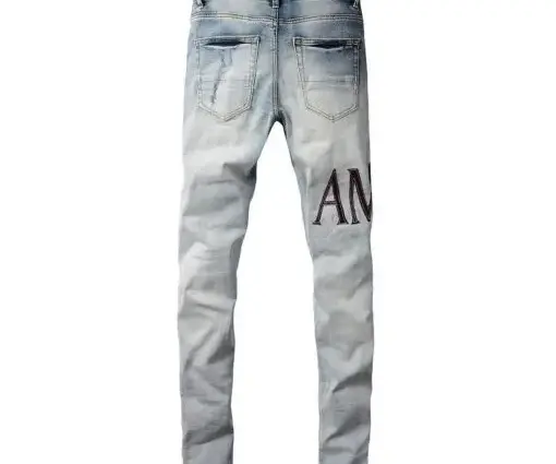 Alternative view of Amiri Varsity Ripped Jeans Light Blue Sky
