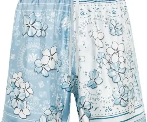 AMIRI Bandana silk shorts cerulean blue/white