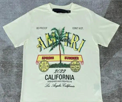 Amiri Rum Label Almond T-shirt White