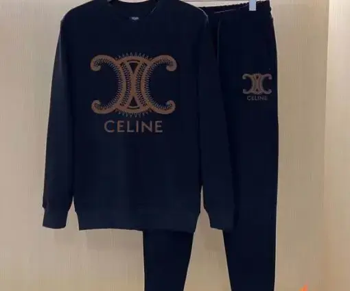 Celine Back Logo Sweatshirt & Pants Black