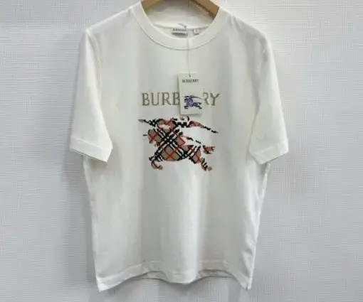Burberry Cross Stitch EKD​ Cotton T-shirt in Chalk
