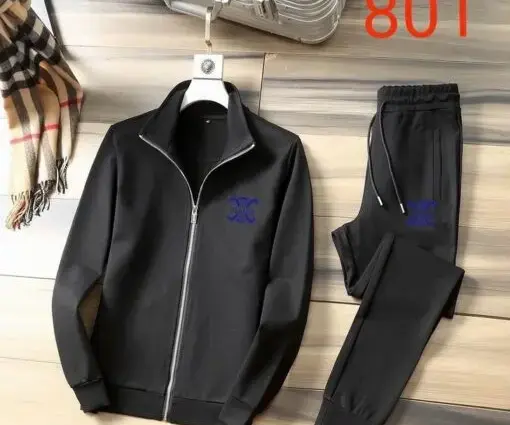 Celine Back Logo Hoodie and Jogger Set Black