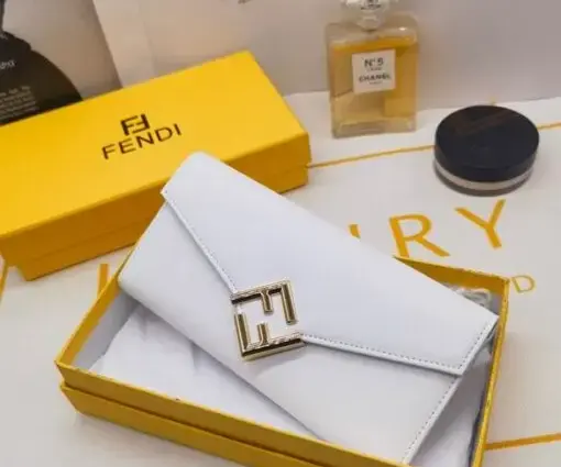 Fendi FF Diamonds Continental Wallet in White