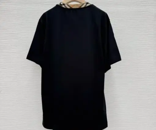 Alternative view of Check Trim Cotton T-shirt Black