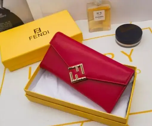 Fendi FF Diamonds Continental Wallet in Red