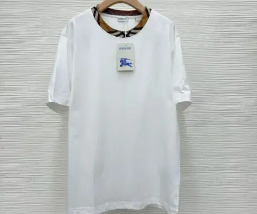 Check Trim Cotton T-shirt White