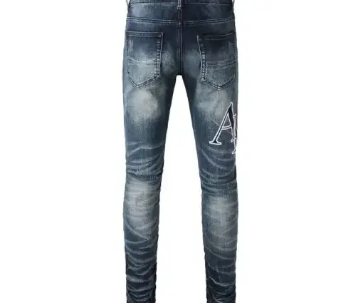 Alternative view of Amiri Varsity Ripped Skinny Jeans Light Gray