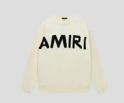 AMIRI Monogram Intarsia Crewneck Sweater White
