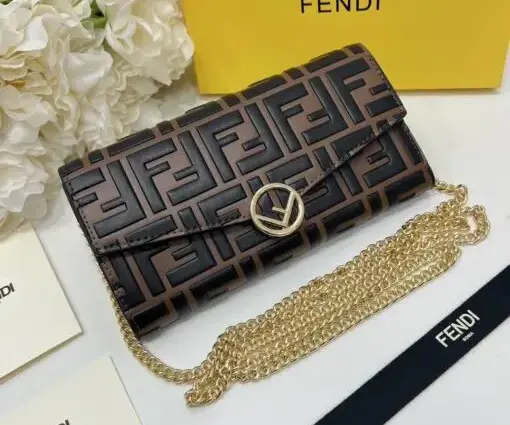 Fendi Roma Continental Wallet With a Chain Strap