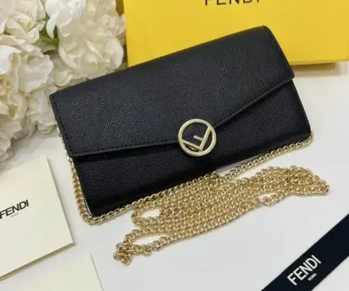 Fendi Mini Chain Wallet Black