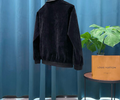 Alternative view of LV Embroidered Suede Calfskin Bomber Jacket Black