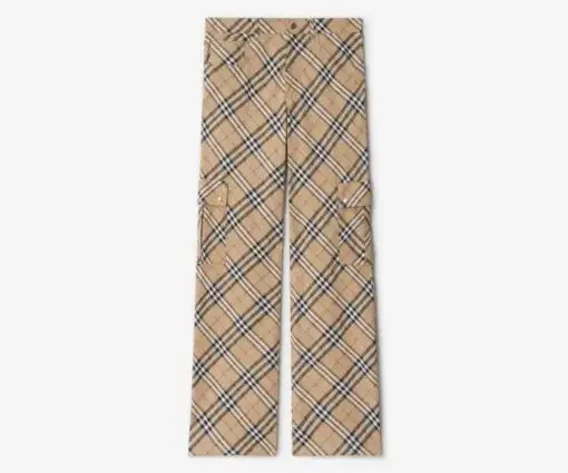 Burberry Check Stretch Linen Cotton Trousers