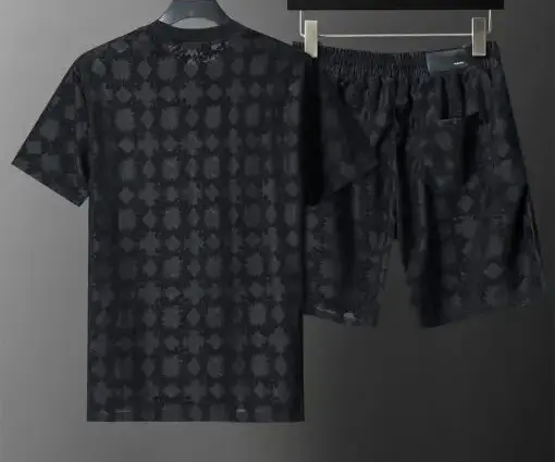 Alternative view of Amiri Crew Neck Short Sleeve Terry Jacquard Shorts Set Black Shirt