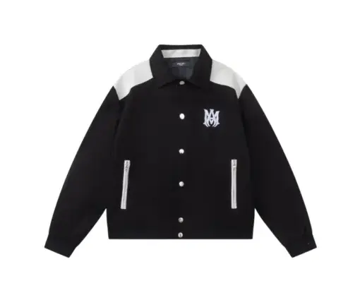 Amiri Embroidered Black Jacket With White Logo
