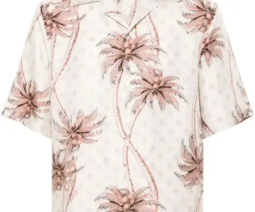 AMIRI Twisted Palms Silk Shirt White
