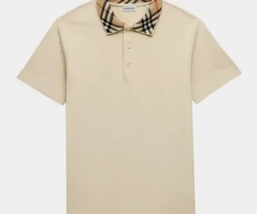 Burberry Cody Check-Collar Polo T-Shirt Beige