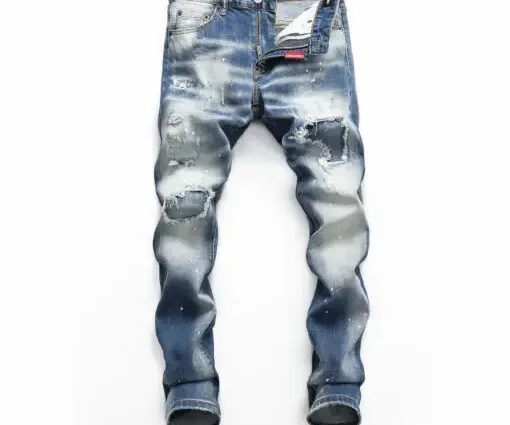 Dsquared2 Distressed Slim-Leg Jeans Fade Blue