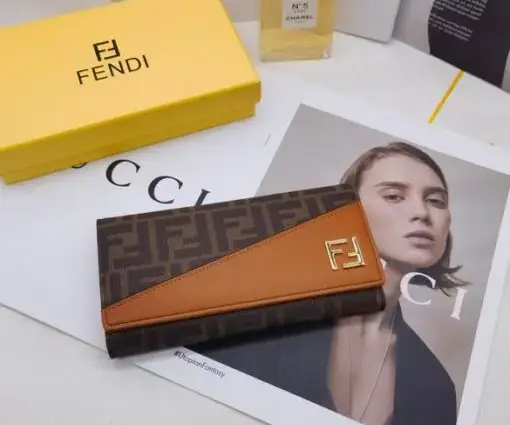 Fendi Zucca Long Wallet Leather Brown