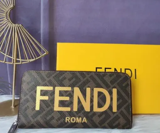 Fendi Roma Zip Around Wallet Brown