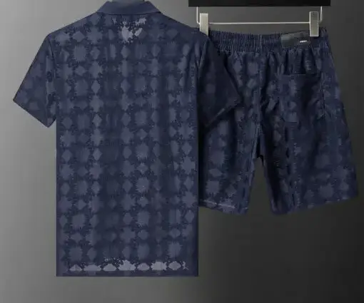 Alternative view of Amiri Crew Neck Short Sleeve Terry Jacquard Shorts Set Royal Blue Shirt