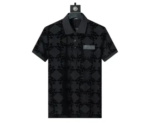 Amiri All Over Flocked Print Polo Shirt Black