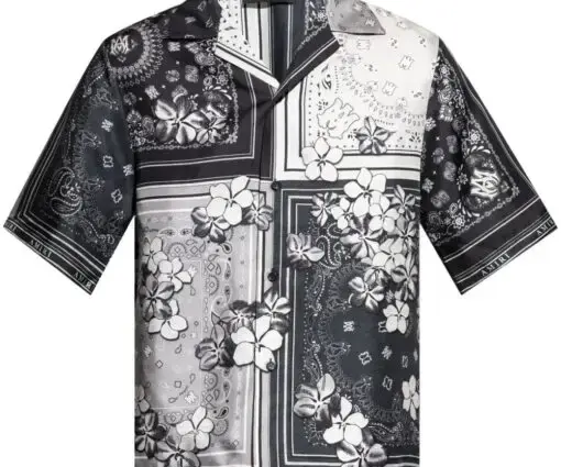 AMIRI floral print silk shirt black/white