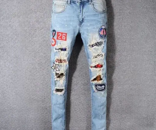 Amiri Ripped Jeans Fade Blue