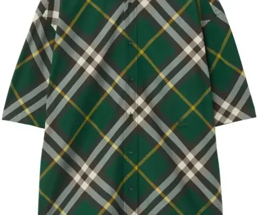 Burberry logo-embroidered plaid shirt green/multicolour