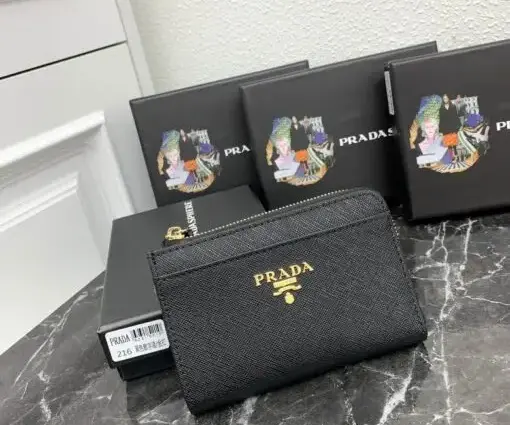 Prada Saffiano Keychain Wallet Black