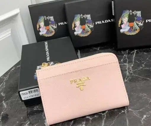 Prada Saffiano Keychain Wallet Pink