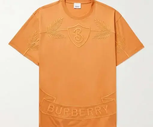 Burberry Logo-Embroidered Cotton-Jersey T-Shirt Orange