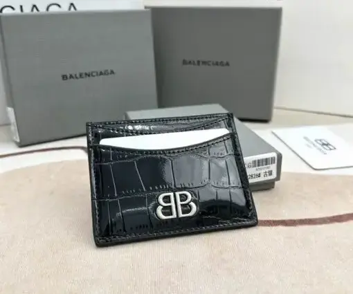 Balenciaga Wallet Crocodile Shiny Black