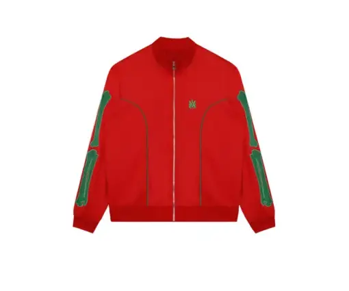 Amiri Sportswear Jacket Red With Green Bones Design