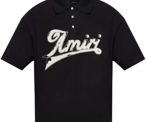 AMIRI Embroidered-Logo Polo T-shirt Black