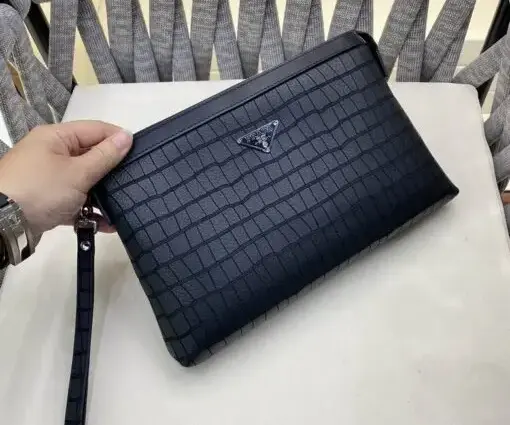 Prada Clutch Wallet Leather Black