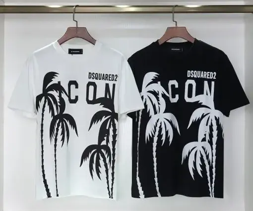 Dsquared2 T-shirt Palm Trees Black/White