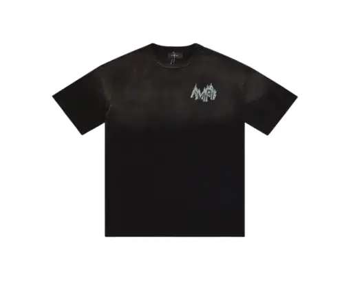 Amiri Crystal Flames Oversized T Shirt Black Cotton