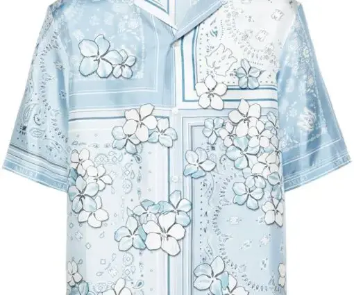 AMIRI Bandana Floral Silk Shirt Blue