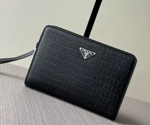 Prada Clutch Wallet Crocodile Black