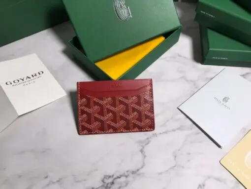 Goyard Card Holder Wallet Red for Men