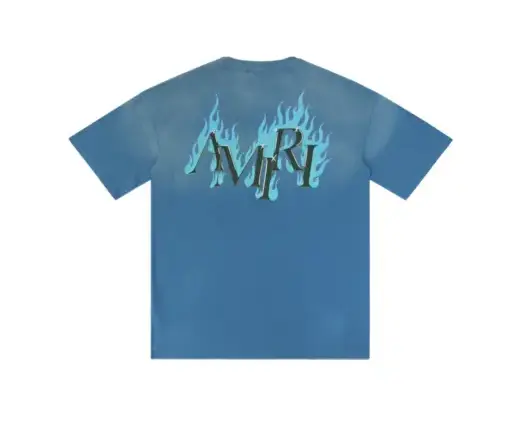 Alternative view of Amiri Crystal Flames Oversized T Shirt Blue Cotton