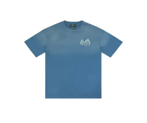 Amiri Crystal Flames Oversized T Shirt Blue Cotton