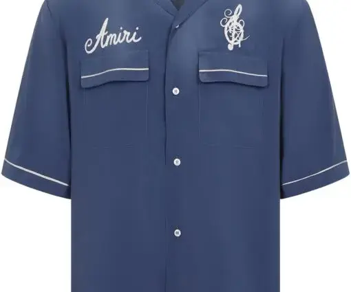 AMIRI logo print shirt navy blue