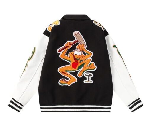 Alternative view of LV Graphics Leather Varsity Jacket Black/White