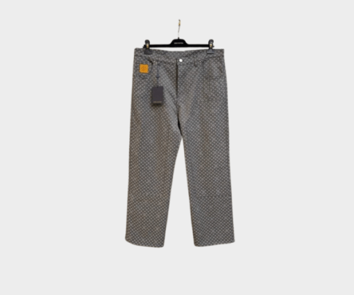 LV Monogram Denim Tailored Pants Brown
