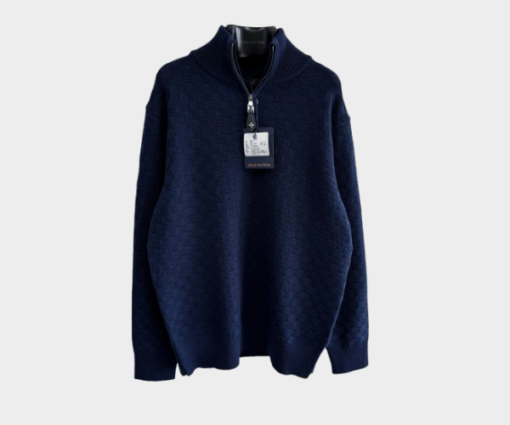 LV Cashmere-Wool Blend Half-Zip Pullover