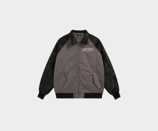 LV Leather And Nylon Blouson Jacket Black/Grey