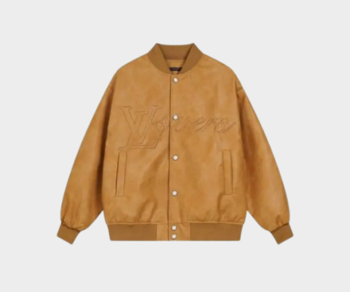 LV Natural Leather Varsity Blouson Jacket Beige